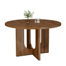 Mesa de jantar redonda 120x120 cm u2013 design nórdico minimalista e clássico, para 4 a 6 pessoas u2013 cor de nogueira