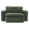 Sofá-cama de casal para 2 pessoas u2013 em veludo, conversível 2 em 1, função reclinável, braços ajustáveis, porta-copos e encosto alto u2013 Verde esmeralda