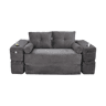 Sofá-cama de 2 lugares - estofo em veludo cotelê, almofadas viscoelásticas, porta-copos e bolsos laterais, montagem rápida - cinzento escuro
