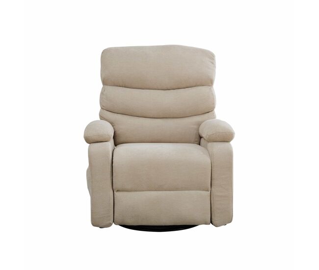 Sillón relax eléctrico giratorio 360° con masaje y función calor, respaldo y reposapiés reclinables ajustables con bolsillos laterales - caqui claro