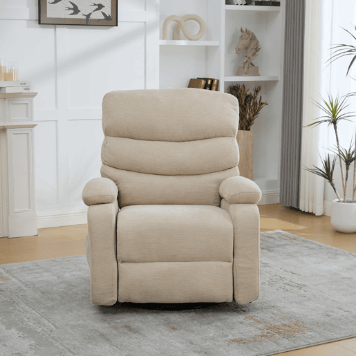 Poltrona relax elétrica giratória a 360° com função de massagem e aquecimento, encosto e apoio para os pés reclináveis e ajustáveis com bolsos laterais - Castanho-claro Poltrona relax elétrica giratória a 360° com função de massagem e aquecimento, encosto e apoio para os pés reclináveis e ajustáveis com bolsos laterais - Castanho-claro