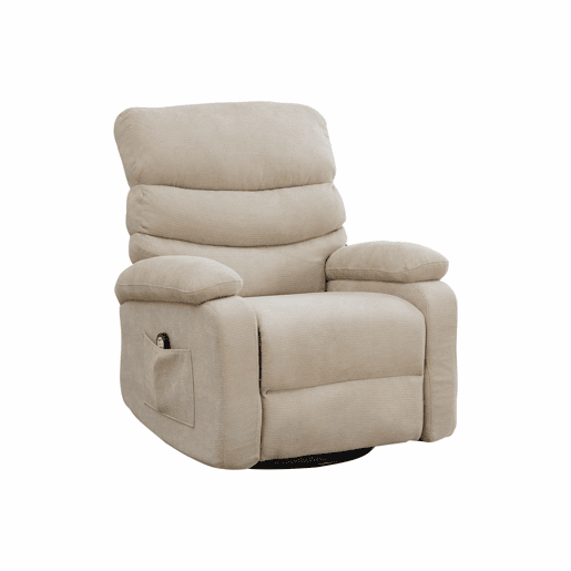 Poltrona relax elétrica giratória a 360° com função de massagem e aquecimento, encosto e apoio para os pés reclináveis e ajustáveis com bolsos laterais - Castanho-claro Poltrona relax elétrica giratória a 360° com função de massagem e aquecimento, encosto e apoio para os pés reclináveis e ajustáveis com bolsos laterais - Castanho-claro