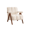 Poltrona decorativa 77 x 68,5 x 77 cm u2014 estofada em bouclé, com estrutura em madeira e braços modernos u2014 Bege