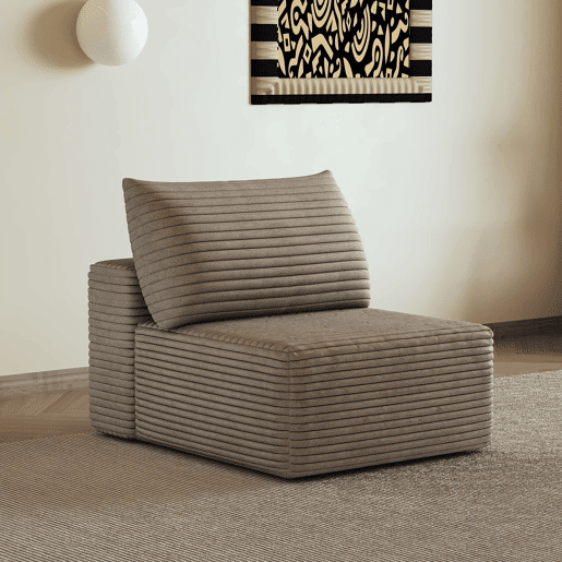 Sofá relax 70 x 95 cm - 1 lugar, estofado em veludo cotelê, confortável - Camel Sofá relax 70 x 95 cm - 1 lugar, estofado em veludo cotelê, confortável - Camel