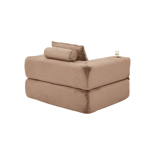 Sofá-cama individual em veludo - Espuma de alta densidade com molas ensacadas, bolso lateral, porta-copos e montagem fácil - Castanho Sofá-cama individual em veludo - Espuma de alta densidade com molas ensacadas, bolso lateral, porta-copos e montagem fácil - Castanho