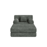 Sofá-cama individual de 1 lugar - poltrona reclinável em veludo cotelê com banquinho, encosto alto, estrutura metálica, espuma de alta densidade, porta-copos e bolsos laterais - Cinza escuro