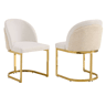 2 Cadeiras de jantar - Confortáveis e respiráveis, estilo moderno, pés galvanizados, tecido de chenille - Bege e Dourado