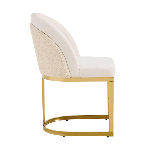 2 Cadeiras de jantar - Confortáveis e respiráveis, estilo moderno, pés galvanizados, tecido de chenille - Bege e Dourado 2 Cadeiras de jantar - Confortáveis e respiráveis, estilo moderno, pés galvanizados, tecido de chenille - Bege e Dourado