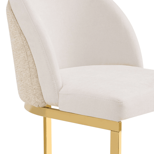 2 Cadeiras de jantar - Confortáveis e respiráveis, estilo moderno, pés galvanizados, tecido de chenille - Bege e Dourado 2 Cadeiras de jantar - Confortáveis e respiráveis, estilo moderno, pés galvanizados, tecido de chenille - Bege e Dourado