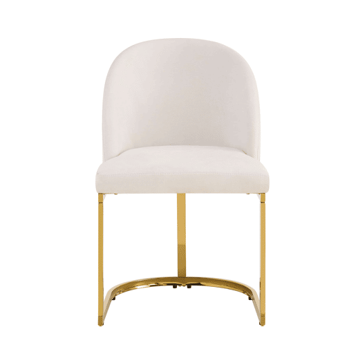 6 cadeiras de jantar - Chenille respirável, estilo moderno com pernas galvanizadas douradas - Bege e dourado