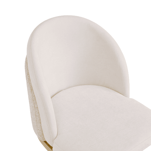 6 cadeiras de jantar - Chenille respirável, estilo moderno com pernas galvanizadas douradas - Bege e dourado