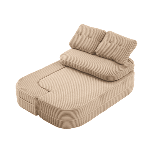 Sofá-cama de 2 lugares - Reclinável, almofadas grossas, encosto alto, braços ajustáveis com suportes para copos, multifuncional - Cáqui Sofá-cama de 2 lugares - Reclinável, almofadas grossas, encosto alto, braços ajustáveis com suportes para copos, multifuncional - Cáqui