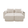 Sofá modular de 2 lugares com 2 banquetas u2014 estofado em veludo, molas ensacadas, espuma de alta densidade, porta-copos e bolsos laterais u2014 Bege