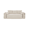 Sofá-cama de 3 lugares - em veludo, com espuma de alta densidade, núcleo de molas, almofadas Memory, porta-copos e bolsos - Bege