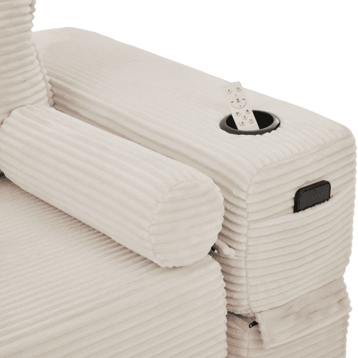 Sofá-cama de 3 lugares - em veludo, com espuma de alta densidade, núcleo de molas, almofadas Memory, porta-copos e bolsos - Bege Sofá-cama de 3 lugares - em veludo, com espuma de alta densidade, núcleo de molas, almofadas Memory, porta-copos e bolsos - Bege