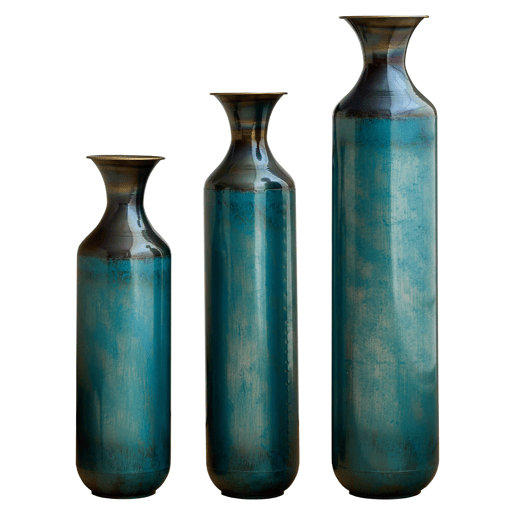 Vaso metálico decorativo em 3 tamanhos - Feito à mão com efeito de pátina, decoração para a sala de estar, hall de entrada e jardim - Azul esverdeado Vaso metálico decorativo em 3 tamanhos - Feito à mão com efeito de pátina, decoração para a sala de estar, hall de entrada e jardim - Azul esverdeado