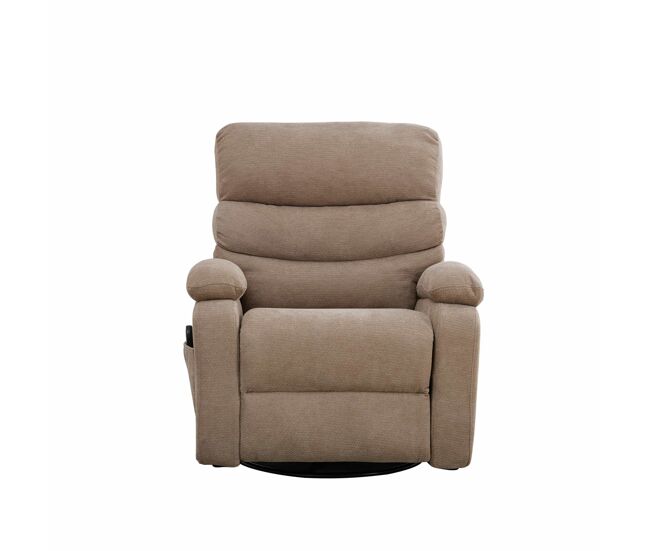 Sillón relax eléctrico 1 plaza - 360° giratorio con masaje y calefacción eléctrica, respaldo y reposapiés ajustables, bolsillos laterales - taupe
