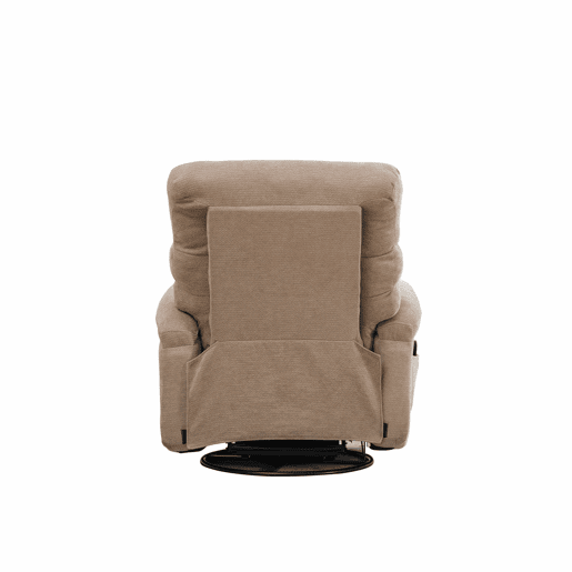Poltrona relax elétrica de 1 lugar - giratória a 360° com função de massagem e aquecimento elétrico, encosto e apoio para os pés ajustáveis, bolsos laterais - Taupe