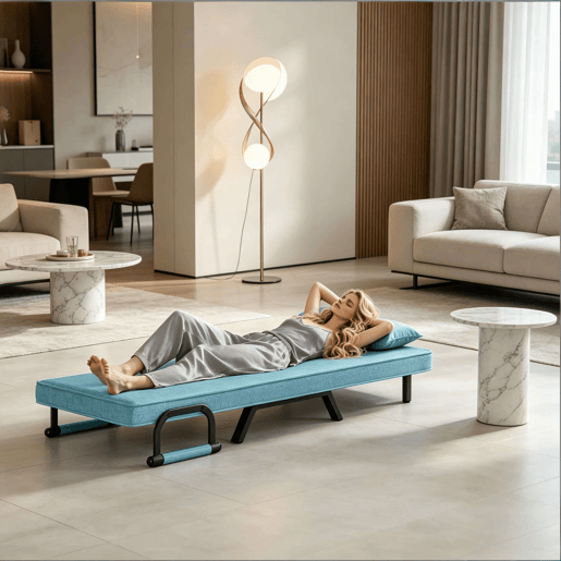 Poltrona-cama conversível 69 x 64,5 x 82 cm - Multifuncional e dobrável, com função de cama e design compacto - Azul Poltrona-cama conversível 69 x 64,5 x 82 cm - Multifuncional e dobrável, com função de cama e design compacto - Azul