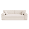 Sofá-cama de 3 lugares - sofá em veludo comprimido com encosto alto, estrutura metálica, espuma de alta densidade, porta-copos e bolsos laterais - Bege