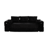 Sofá-cama de 3 lugares - em veludo, com espuma de alta densidade, núcleo de molas, almofadas Memory, bolsos e suportes para copos - Preto