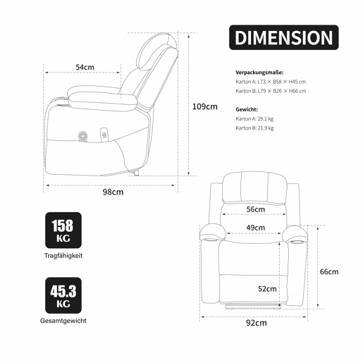 Poltrona relaxante elétrica com função de levantamento - Massagem, aquecimento, encosto e apoio para os pés reclináveis, bolsos laterais e porta-copos - Castanho-claro Poltrona relaxante elétrica com função de levantamento - Massagem, aquecimento, encosto e apoio para os pés reclináveis, bolsos laterais e porta-copos - Castanho-claro