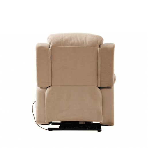 Poltrona relaxante elétrica com função de levantamento - Massagem, aquecimento, encosto e apoio para os pés reclináveis, bolsos laterais e porta-copos - Castanho-claro Poltrona relaxante elétrica com função de levantamento - Massagem, aquecimento, encosto e apoio para os pés reclináveis, bolsos laterais e porta-copos - Castanho-claro