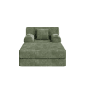 Sofá-cama individual de 1 lugar - reclinável, em veludo, com encosto alto, estrutura metálica, espuma de alta densidade, porta-copos e bolsos laterais - Verde
