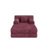 Sofá-cama individual de 1 lugar com pufe - encosto alto, função reclinável, estrutura metálica, espuma de alta densidade, bolsos laterais e porta-copos - vermelho vinho