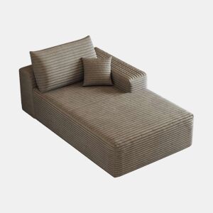 Sofá-cama 175 x 95 cm - modular, estofado em veludo cotelê, 1 lugar - Camel