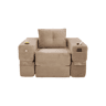 Sofá-cama de 1 lugar - espuma de alta densidade, núcleo de molas, bolso lateral e porta-copos, dobrável - Cáqui