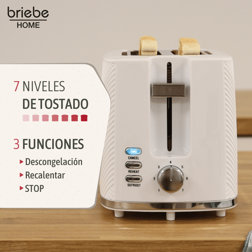 Briebe SKT1186WHT Elegance Conjunto de Torradeira de Pão 2 Fatias Largas+ Chaleira Elétrica 1,7L sem BPA + Varinha 2 Velocidades, 2200, Branco