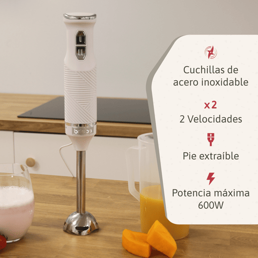 Briebe SKT1186WHT Elegance Conjunto de Torradeira de Pão 2 Fatias Largas+ Chaleira Elétrica 1,7L sem BPA + Varinha 2 Velocidades, 2200, Branco