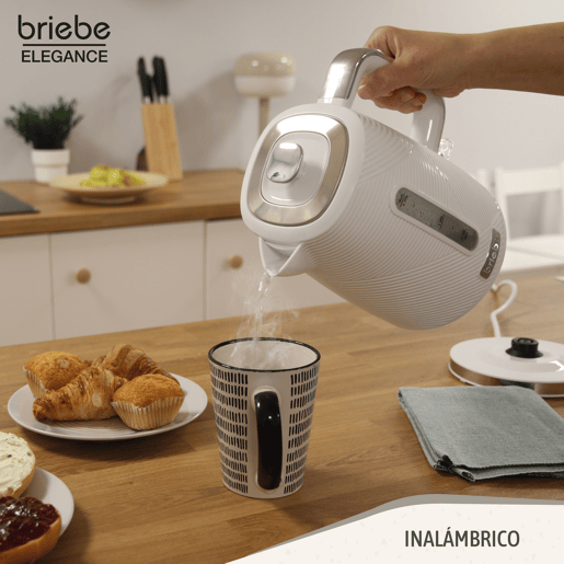 Briebe SKT1186WHT Elegance Conjunto de Torradeira de Pão 2 Fatias Largas+ Chaleira Elétrica 1,7L sem BPA + Varinha 2 Velocidades, 2200, Branco