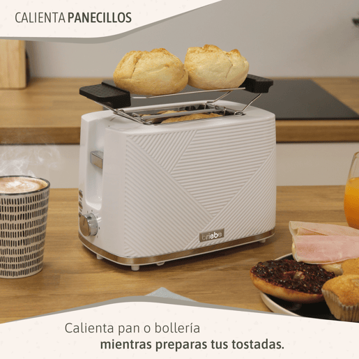 Briebe SKT1186WHT Elegance Conjunto de Torradeira de Pão 2 Fatias Largas+ Chaleira Elétrica 1,7L sem BPA + Varinha 2 Velocidades, 2200, Branco
