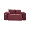 Sofá-cama de 2 lugares - em veludo, com espuma de alta densidade, núcleo de molas, almofadas Memory, porta-copos e bolsos laterais - Vermelho vinho