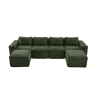 Sofá modular de 4 lugares u2014 com 2 banquetas, porta-copos, bolsos laterais, molas ensacadas e espuma de alta densidade, embalado e pronto a montar u2014 Verde