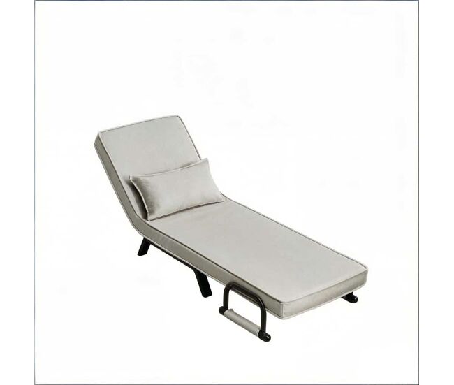 Sillón cama convertible 65x75x78 cm - respaldo ajustable, sofá cama extensible, sillón tv multifunción - gris claro