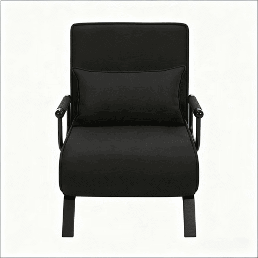 Poltrona-cama 65x75x78 cm - reclinável, transformável e extensível, com encosto ajustável para ver televisão - Preto