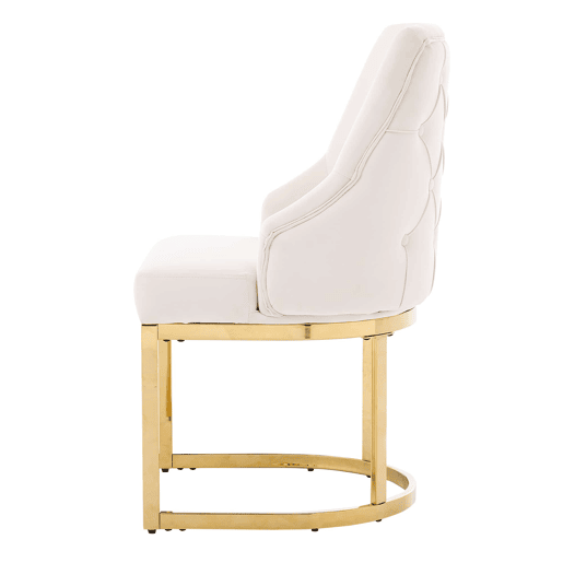 2 Cadeiras de Jantar - Estofadas a veludo, confortáveis e respiráveis, com pés metálicos dourados - Bege e dourado 2 Cadeiras de Jantar - Estofadas a veludo, confortáveis e respiráveis, com pés metálicos dourados - Bege e dourado
