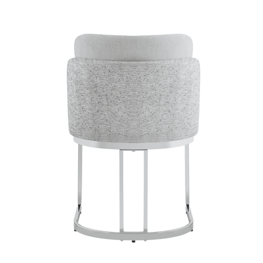 2 cadeiras de jantar u2014 confortáveis e respiráveis, de estilo moderno, com pernas galvanizadas e estofo em chenille u2014 cinzento claro e prateado