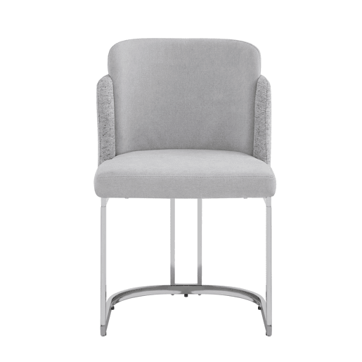 2 cadeiras de jantar u2014 confortáveis e respiráveis, de estilo moderno, com pernas galvanizadas e estofo em chenille u2014 cinzento claro e prateado