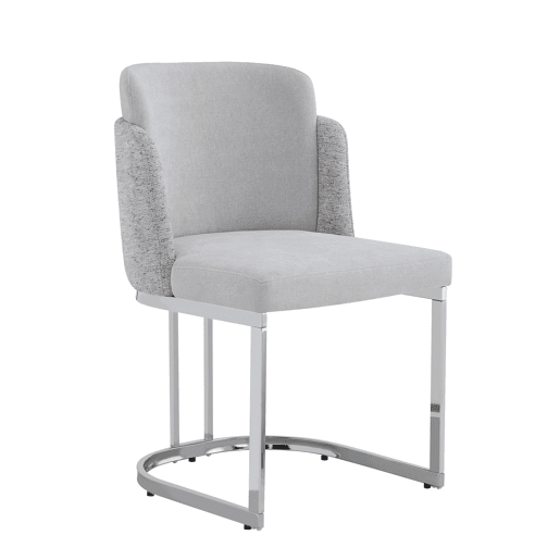 2 cadeiras de jantar u2014 confortáveis e respiráveis, de estilo moderno, com pernas galvanizadas e estofo em chenille u2014 cinzento claro e prateado