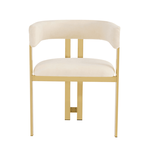 6 cadeiras de jantar u2014 modernas, confortáveis, estofadas em chenille com pés metálicos dourados u2014 bege e dourado 6 cadeiras de jantar u2014 modernas, confortáveis, estofadas em chenille com pés metálicos dourados u2014 bege e dourado