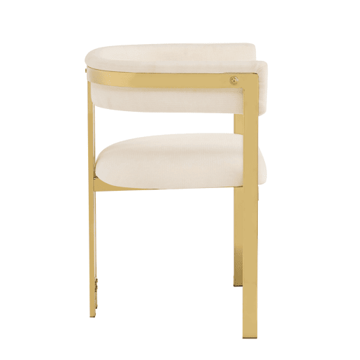 6 cadeiras de jantar u2014 modernas, confortáveis, estofadas em chenille com pés metálicos dourados u2014 bege e dourado 6 cadeiras de jantar u2014 modernas, confortáveis, estofadas em chenille com pés metálicos dourados u2014 bege e dourado