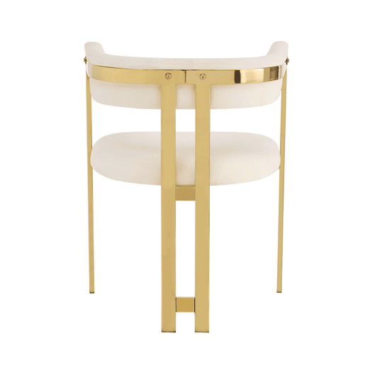 6 cadeiras de jantar u2014 modernas, confortáveis, estofadas em chenille com pés metálicos dourados u2014 bege e dourado 6 cadeiras de jantar u2014 modernas, confortáveis, estofadas em chenille com pés metálicos dourados u2014 bege e dourado