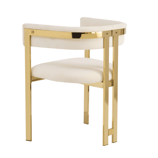 6 cadeiras de jantar u2014 modernas, confortáveis, estofadas em chenille com pés metálicos dourados u2014 bege e dourado 6 cadeiras de jantar u2014 modernas, confortáveis, estofadas em chenille com pés metálicos dourados u2014 bege e dourado