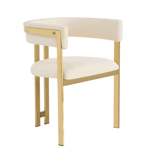 6 cadeiras de jantar u2014 modernas, confortáveis, estofadas em chenille com pés metálicos dourados u2014 bege e dourado 6 cadeiras de jantar u2014 modernas, confortáveis, estofadas em chenille com pés metálicos dourados u2014 bege e dourado