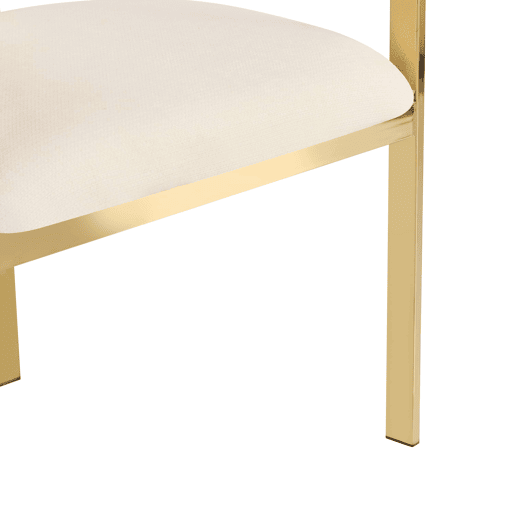 6 cadeiras de jantar u2014 modernas, confortáveis, estofadas em chenille com pés metálicos dourados u2014 bege e dourado 6 cadeiras de jantar u2014 modernas, confortáveis, estofadas em chenille com pés metálicos dourados u2014 bege e dourado
