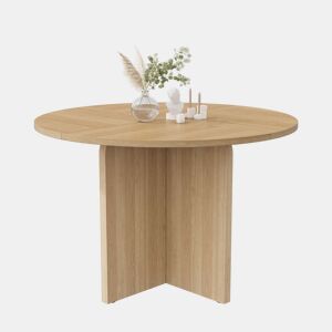 Mesa de jantar redonda 120x120 cm - design clássico de estilo escandinavo minimalista para 4-6 pessoas - cor carvalho